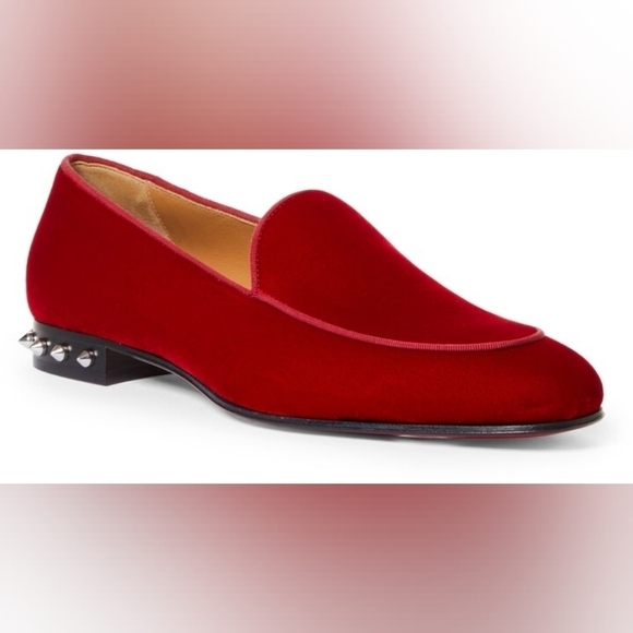 Christian Louboutin sz 41 Nilou Apron Toe Smoking Slipper red velvet mens sz 8